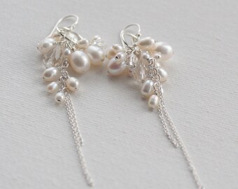 Freshwater pearl and crystal earrings