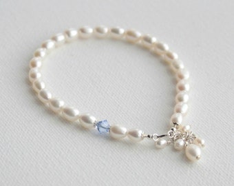 Something blue pearl bracelet, pearl bracelet, wedding bracelet, bridal bracelet, freshwater pearl bracelet, bridal gift, bracelet for bride