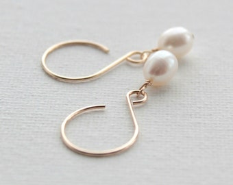 Freshwater pearl earrings, gold earrings, gift for her