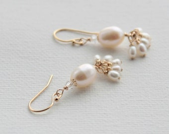 Freshwater pearl earrings, boho earrings, pearl earrings