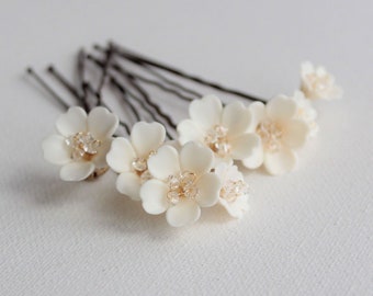 Floral hair pins,  bridal hair pins, floral hair accessory