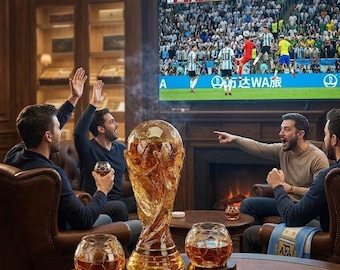 Football Trophy Whisky Dekanter Set mit Fußballgläsern, Kristall Barware, Sport Fan Geschenk