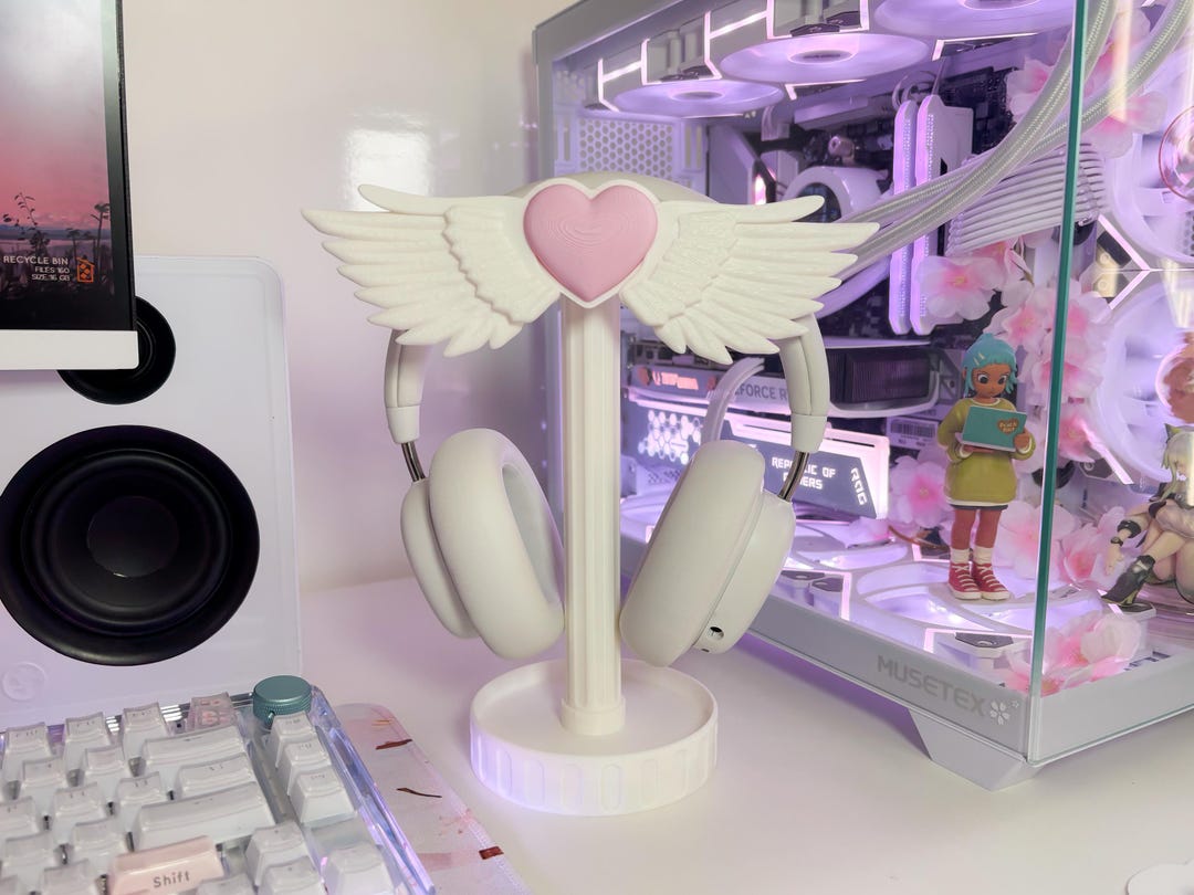 Customize Your Cute Angel Wings Headphone Stand – Coquette 3D Printed Desk Decor, Gamer Girl Setup & Aesthetic Room Accessory, - Etsy