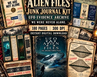 Puede incluir: Un kit de diario basura digital titulado Alien Files UFO Evidence Archive con 180 páginas a 300 DPI. La colección incluye varios documentos clasificados, informes de estudios biológicos, mapas estelares y diagramas técnicos de platillos voladores.