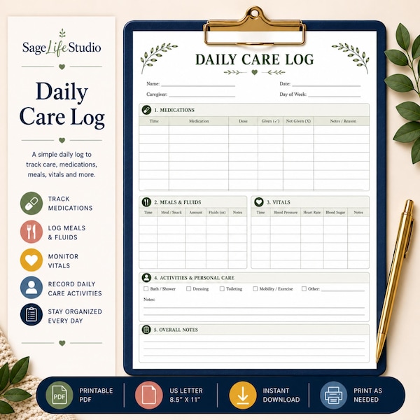 Daily Care Log Printable