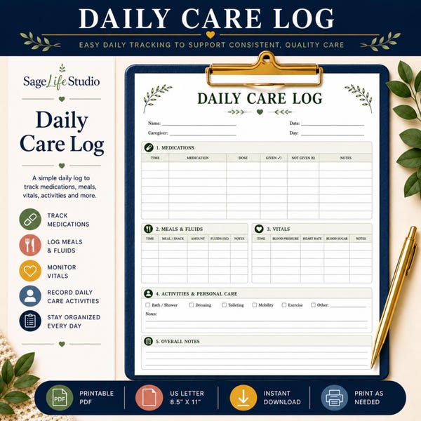 Daily Care Log Printable