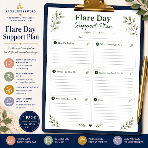 Flare Day Support Plan Printable