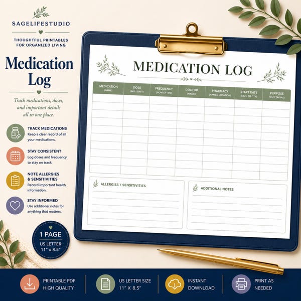 Medication Log Printable