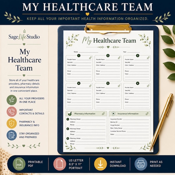 My Healthcare Team Printable