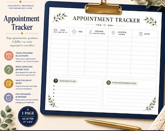 Medical Appointment Tracker Printable for Healthcare Organization
