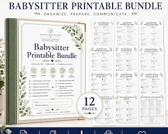 Babysitter Printable Bundle, Sitter Information Sheets, Emergency Contact, Daily Report, Bedtime Routine, Instant Download