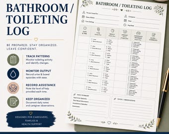 Bathroom and Toileting Log Printable for Caregivers