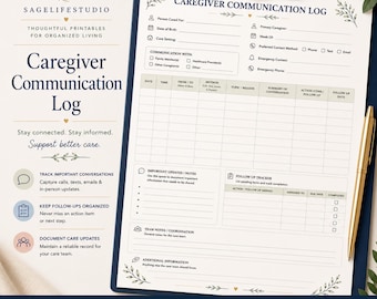 Caregiver Communication Log Printable for Family and Medical Updates