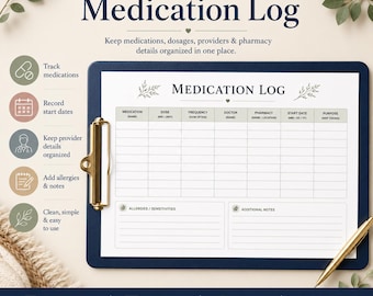 Medication Log Printable for Prescription and Daily Medication Tracking