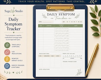 Daily Symptom Tracker Printable for Chronic Illness and Health Monitoring