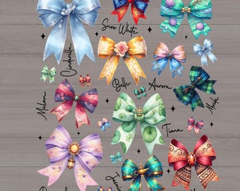 Disney Princesses Signatures DTF Transfer For Disney Lovers Gift , Princesses Coquette DTF , Princesses Signature Iron On