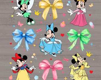 Disney Minnie Princess DTF Transfer For Disney Lovers , Minnie Bow Princess Ready To Press , Mickey Minnie Heat Transfers