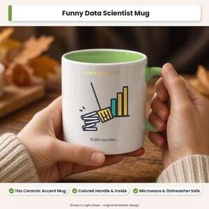 Data Janitor Broom Sweeping Messy Rows Into a Bar Chart Data Scientist Mug | Funny Data Scientist Mug | Data Analyst Gift