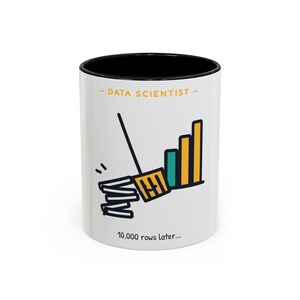 Data Janitor Broom Sweeping Messy Rows Into a Bar Chart Data Scientist Mug | Funny Data Scientist Mug | Data Analyst Gift