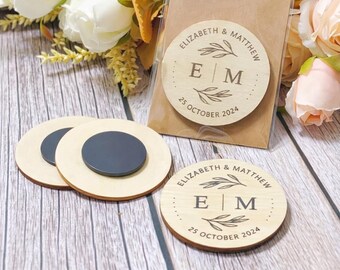 Personalized Wooden Wedding Magnets Custom Engraved Guest Favors Rustic Thank You Gifts Save The Date Fridge Magnets Wedding Souvenirs