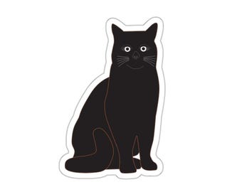 Sticker chat noir découpé.  Sticker parfait pour Halloween.  Disponible en deux tailles.