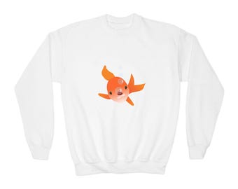 Goldfish Youth Crewneck Sweatshirt | Cute Orange Fish Graphic