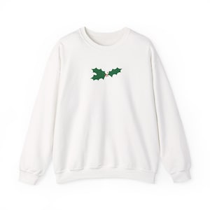 Holly Leaves with Berries Sweatshirt | Minimal Christmas Holiday Crewneck