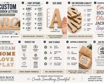 Letras de madera personalizadas de 5 pulgadas