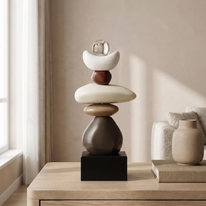 Stacked Stone Sculpture Balance Decor Japandi Zen Shelf Decor Gift