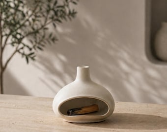 Ceramic Incense Burner Sculptural Smoke Holder Minimal Zen Home Decor