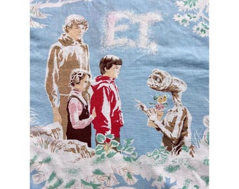 Vintage 1982 E.T. the Extra-Terrestrial Flat Sheet / Universal Studios Sci-Fi Retro Twin Bedding / 80s Nostalgia Decor
