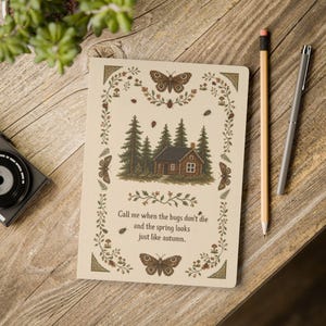Noah Kahan Tribute Fan Art Cross-Stitch Needlepoint Look Journal | Woodland Bug Motif Softcover Notebook | Cottagecore