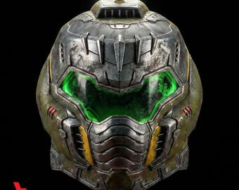 Doom Slayer Dark Ages Inspired Helmet STL | 3D Printable Helmet | (Visor Template + Split Files)