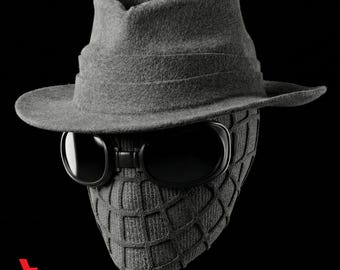 Spider Noir Helmet STL with Hat (Clean & Textured Versions) | 3D Printable Cosplay Mask