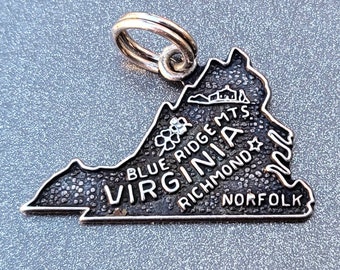 Vintage Charm Sterling State of Virginia Travel Bracelet Fine Jewelry Gift for Her