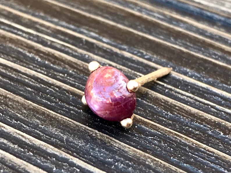 Vintage 14k Pink Star Sapphire Tie Tack Gold Gemstone Fine Jewelry Mens Accessories Gift for Him