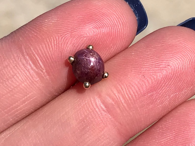 Vintage 14k Pink Star Sapphire Tie Tack Gold Gemstone Fine Jewelry Mens Accessories Gift for Him