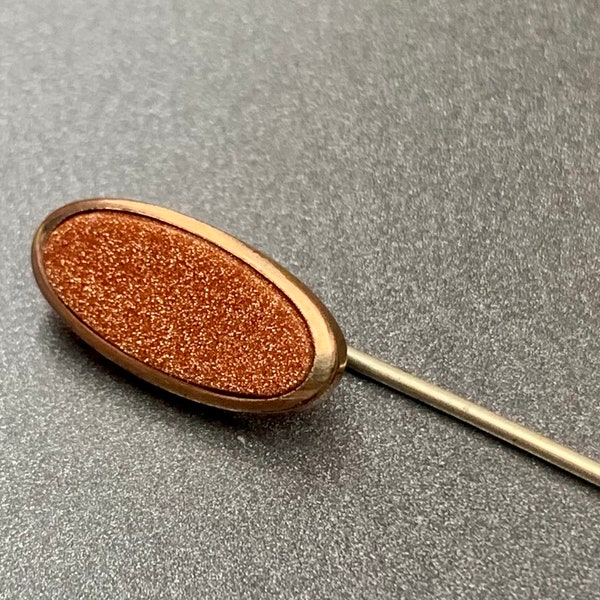 Antique Victorian Stick Pin Goldstone Stone Cabochon Gold Filled Vintage Pin Hat Lapel Jewelry Gift for Her