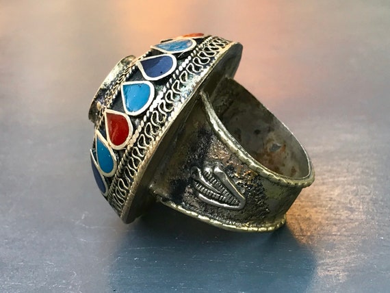 Vintage Afghan Kuchi Ring Turkmen Lapis Lazuli Domed … - Gem