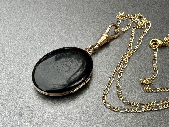 Antique Victorian Gold Locket Black Enamel Mourni… - image 8