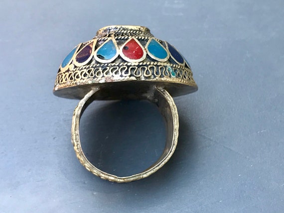 Vintage Afghan Kuchi Ring Turkmen Lapis Lazuli Domed … - Gem