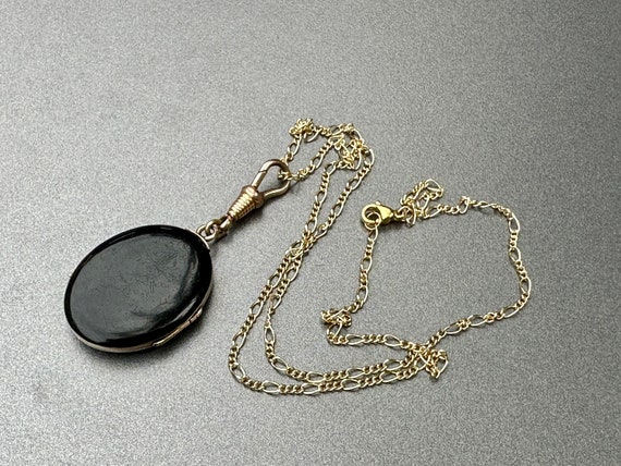 Antique Victorian Gold Locket Black Enamel Mourni… - image 4