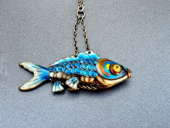 Antique Chinese Export Koi Necklace Reticulated M… - image 4