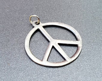 Vintage Sterling Silver Charm Peace Sign Gift for Her Charm Bracelet or Pendant