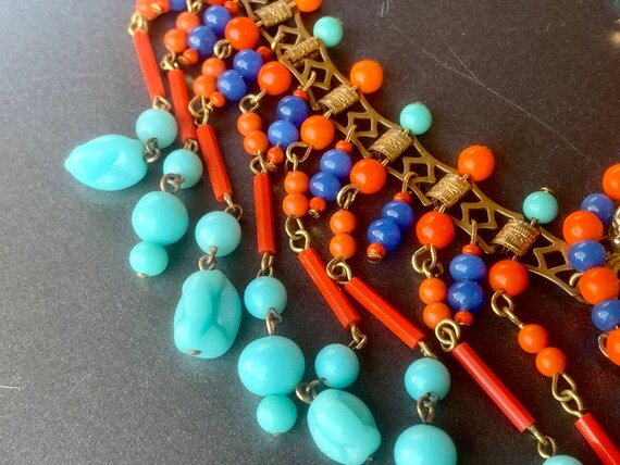 Vintage Egyptian Revival Necklace Turquoise Coral… - image 6