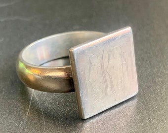 Vintage Mens Signet Ring Sterling Silver Rings Engraveable Gift for Him Unisex Jewelry