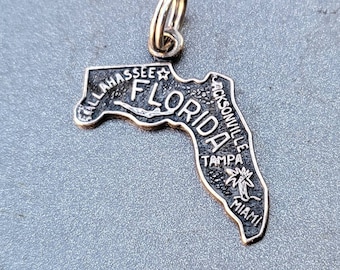 Vintage Charm Sterling State of Florida Travel Bracelet Fine Jewelry Gift for Her