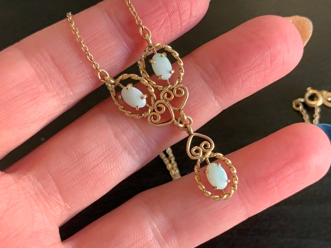 Vintage Gold Filled Opal Necklace Krementz GF Opals Jewelry | Etsy
