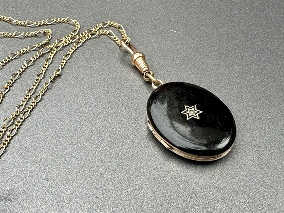 Antique Victorian Gold Locket Black Enamel Mourni… - image 7