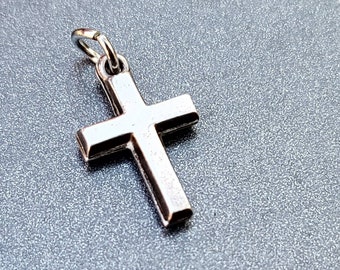 Vintage Sterling Silver Charm Religious Cross Gift for Her Charm Bracelet or Pendant